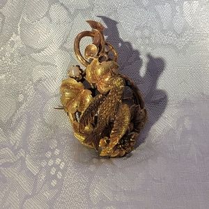 Truly Amazing Rare Victorian Trembler Bird And Flower Pin Brooch